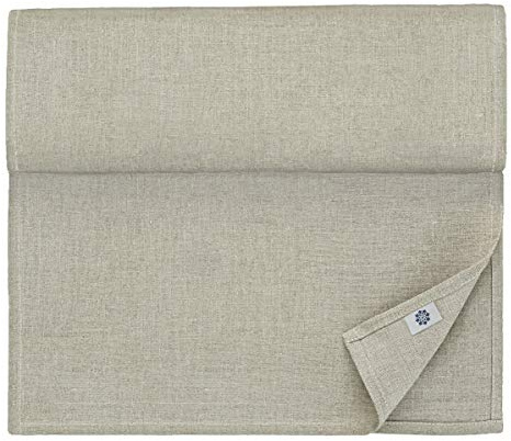Linen & Cotton Klassischer Tischläufer Natur/ Tischband Anabella- 100% Leinen, 47 x 180cm (Natur/ Grau/ Beige), Ideal für Hochzeit Gastronomie Hotel Restaurant Catering Vereinsfeier Geburtstagsfeier