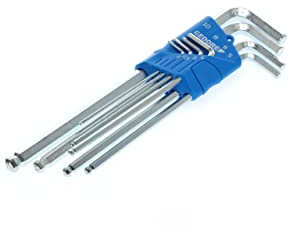 GEDORE Winkelschraubendreher-Satz 8-teilig, extra lang, für Innensechskant-Schrauben, Kugelkopf, SW 2-10 mm, H 42 KEL-88