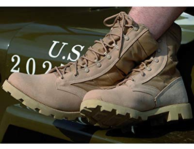US Army Desert Combat Jungle Patrol - Stivali da uomo in pelle scamosciata, colore: Kaki, 42 EU