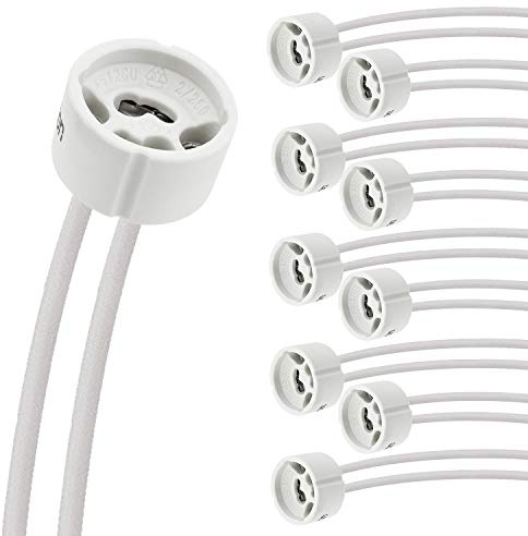 Lumare Portalampada con Interruttore | Presa Elettrica in Ceramica Resistente al Calore con Cavo CSA | Set da 10 Portalampada GU10 per Lampade LED e Alogene da Incasso | 230V