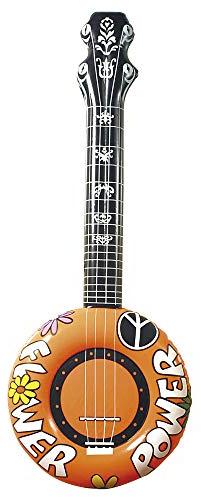 W WIDMANN MILANO Party Fashion - Banjo gonfiabile, 100 cm, chitarra, musicista, cantante, flower power, accessorio hippy