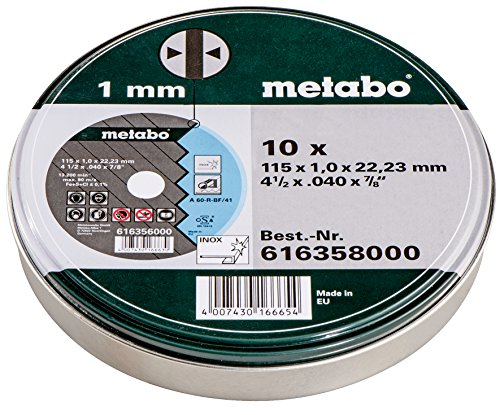 Metabo 6.16358.00 - Mole per troncare in acciaio INOX, 115 x 1, in scatola di latta, 10 pezzi