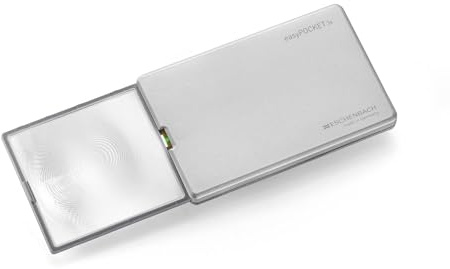 Eschenbach Optik easyPOCKET Lupe mit 3X-Vergrößerung und LED-Beleuchtung | Praktisches Scheckkartenformat für die komfortable Mitnahme und den schnellen Einsatz unterwegs