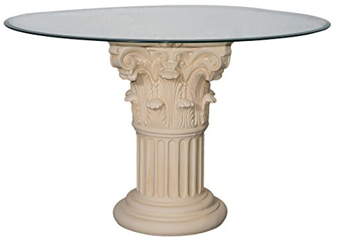 Antikes Wohndesign Runder Glas Esstisch Küchentisch Tafeltisch Säulentisch Höhe: 78cm