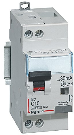 410704 Legrand Disjoncteur différentiel 10A type AC 30mA - courbe C - DX³4500 1P+N