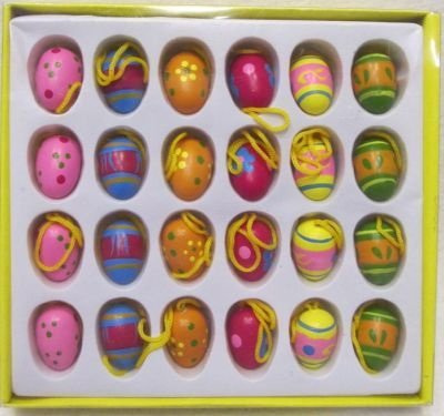 260235 Ostereier aus Holz 2cm 24 Stück Packung, bunt bemalt, Oster Deko, Ostern, Holzeier