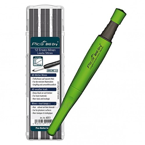 PICA-BIG Dry® 1x Marker + 12 Steinhauer-Ersatzminen 10H Graphit 6055 Beton/Stein