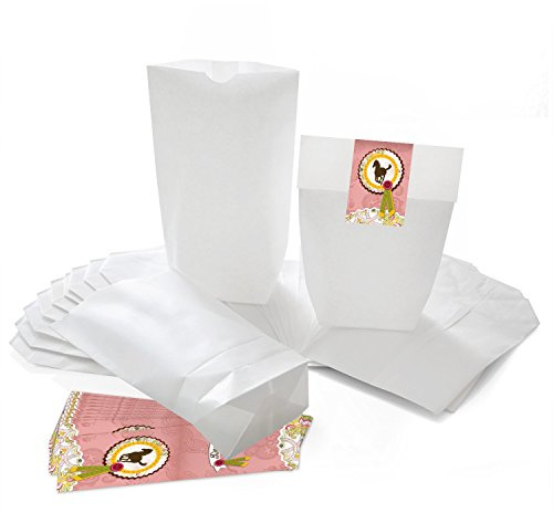Logbuch-Verlag 25 weiße Geschenktüte PFERD rosa weiß Kinder Geburtstag Mitgebsel Tüte Verpackung Geschenk DANKE 14 x 22 x 5,5 cm Reiten
