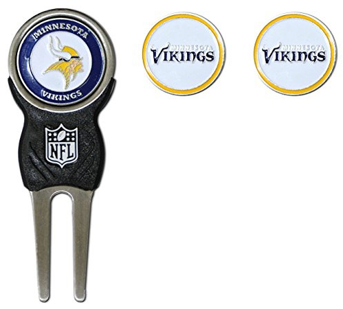 Team Golf NFL Pitchgabel mit 3 Golfball-Markern, Markierungen sind abnehmbar, magnetisch, doppelseitig, emailliert