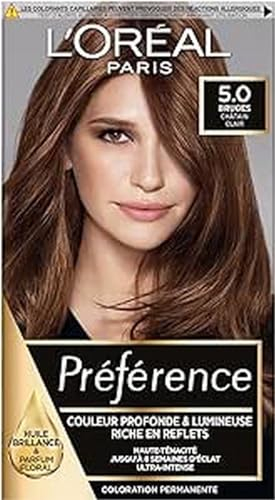 L’ORÉAL PARIS - Coloration Cheveux Permanente - Longue Durée & Lumineuse - Couvre 100% des Cheveux Blancs - Préférence - Nuance : Bruges (5.0), Châtain Clair