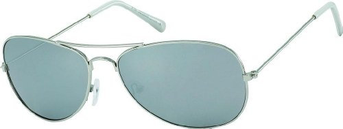 CHICNET Hochwertige Sonnenbrille Unisex Pilotenbrille eckig 400UV verspiegelt getönt Pornobrille Fliegerbrille silber