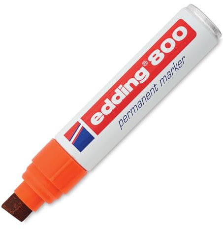 edding 800 Permanentmarker - orange - 1 Stift - Keil-Spitze 4-12 mm - für breite Markierungen - wasserfest, schnell-trocknend, wischfest - für Karton, Kunststoff, Holz, Metall, Glas