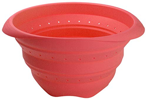 Lékué - Mini colador plegable de silicona platino, 23 cm de diámetro, color rojo