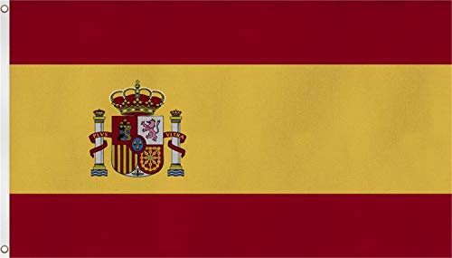 Flagge - Fahne - Hissfahne mit zwei Metallösen zur Befestigung und zum Hissen - Größe 90 x 150 cm wetterfest Farbe Spanien