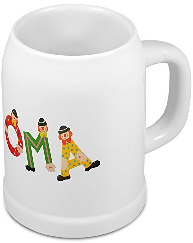 Bierkrug mit Namen Oma - Design Holzbuchstaben - Namens-Krug, Becher, Maßkrug