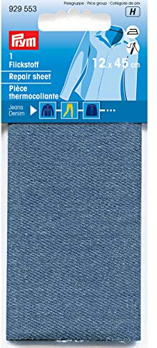 Prym 17 929553 Stück, Jeans, zum Aufbügeln, 12 x 45 cm, Mittelblau, Mid-Blue