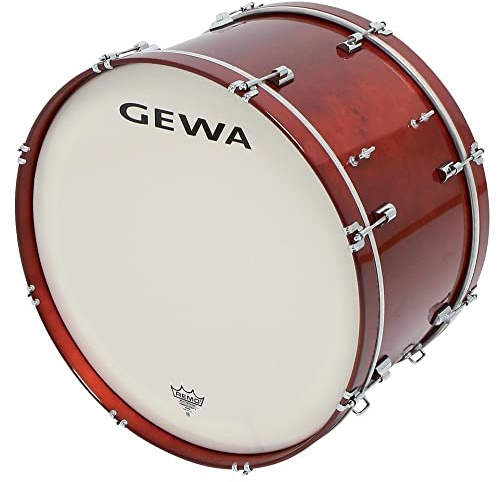 GEWA Marschtrommel groß, Pappelkessel rot, 26 x 14, 8 Spannschrauben, Remo USA Felle, inkl. Haken für Gurt oder Carrier
