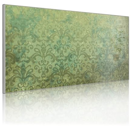 banjado Magnettafel Metall 78 x 37cm - beschreibbare Magnettafel - Metall Pinnwand als Memoboard - Magnetwand Küche, Büro, Kinderzimmer Grau inkl. 4 Magnete & Montageset - Motiv Vintage Messing