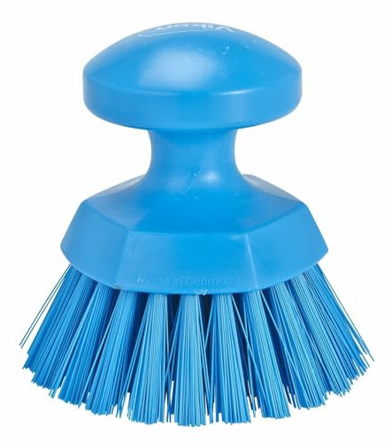 Vikan - Brosse de travail ronde d'hygiène - Fibres dures - Bleu