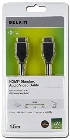 Belkin F3Y017R1.5MBLK - Cable HDMI estándar de vídeo y audio compatible con 4K/Ultra HD, color negro