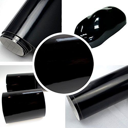 TipTopCarbon 6,57€/m² Autofolie Glanz Schwarz 25m x 1,52m Auto Folie BLASENFREI mit Luftkanälen 3D Flex