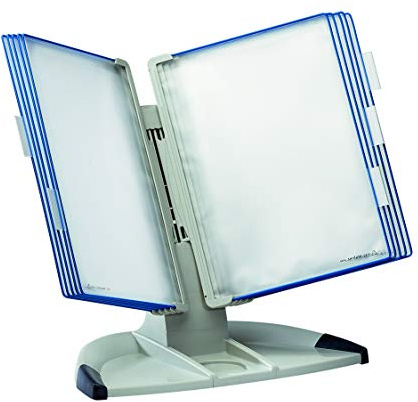 Djois, 734301 – Présentation Pupitre Design A4, PP, 10 Poches, Bleu | Polypropylène Antireflet, Support Ergonomique Tarifold, pour Bureau, Comptoir et Accueil