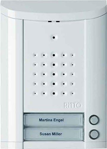 Schneider Electric Ritto Türstation, Entravox, Audio für 2-Familienhaus, Gegensprechanlage mit Beleuchtung und Klingeltasten, Aufputz, Außeneinheit, weiss, Artikelnummer 1840270