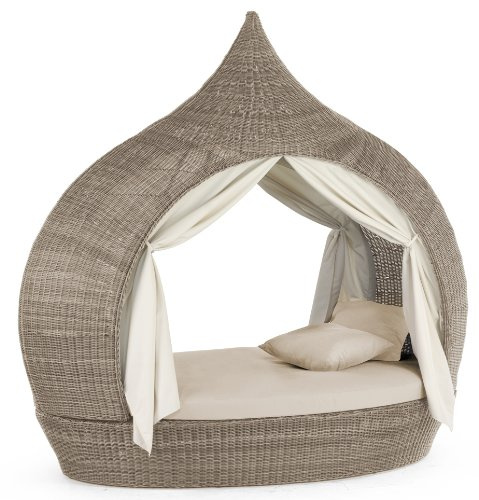 Domus Ventures Liegeinsel Eye Catcher Cubu Taupe beidseitig offen Lounge Gartenliege Liegefläche Garten Polyrattan