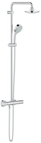 GROHE Tempesta Cosmopolitan 160 - Duschsystem mit Thermostatbatterie (wassersparend, 2 Strahlarten, inkl. Duschablage, Antikalk System), chrom, 27922000