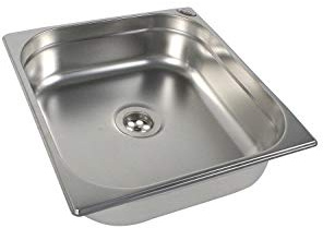 Edelstahl Spülbecken Camping Spüle Waschbecken + Ablauf 1 1/2 354x325x100mm (ad-ideen)