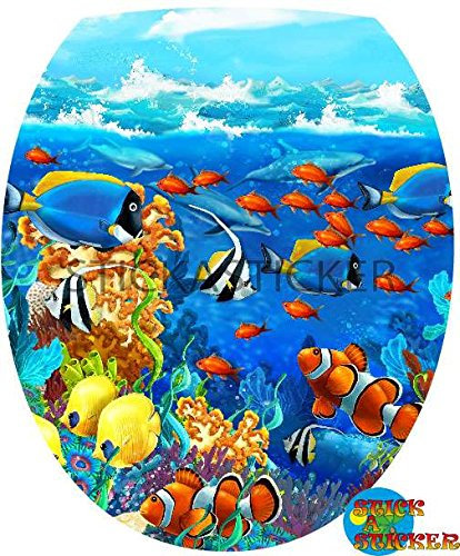 Sticker Autocollant Abattant WC Petits Poissons 35x42cm réf 341