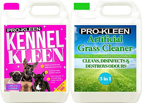 5 Litres Pro-Kleen Artificial Grass Cleaner Disinfectant + Deodoriser and 5 Litre Pro-Kleen Bubblegum Pet Kennel Disinfectant + Deodoriser