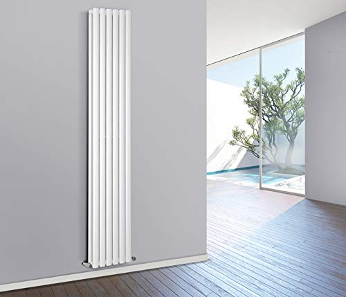 NRG White Oval Radiator Vertical 1800x354mm Double Panel Central Heating Radiators Perfect for Bathrooms Kitchen Living Room