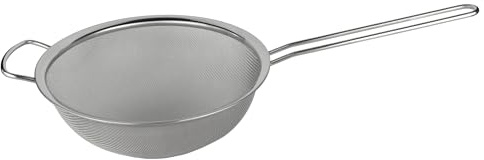 Grunwerg Colador de Malla Fina con Borde Pulido y Mango, Plata, 22.5 cm de Diámetro
