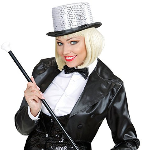 NET TOYS Paillettenhut Pailletten Zylinderhut Silber Fasching Pailletten Hut Club Glitzerhut Disco Zylinder Glitter Partyhut