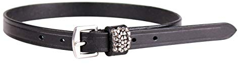 QHP Sporenriemen Lupine Lederriemen schwarz mit Strass aus der Lupine Kollektion