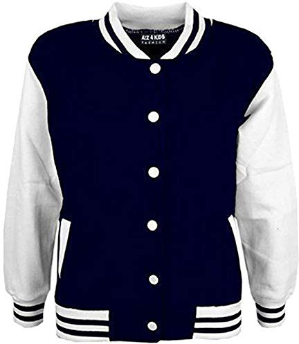 A2Z 4 Kids Giacca da baseball a contrasto Stile universitario Cappotto B.B Colletto - B.B Plain Jacket Navy 7-8