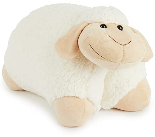 Bieco Oveja XXL de peluche grande de 45 cm, color blanco, plegable, cojín infantil, peluche, peluche grande, cojín decorativo, persona favorita, Sheepworld