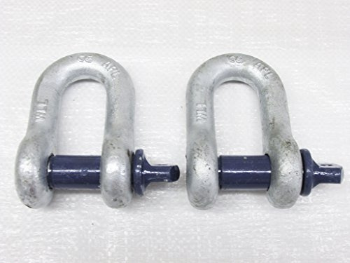 Galvanised Lifting Dee Shackles Screw Pin 1 Ton X2 (1T D Towing Rigging 1000KG)