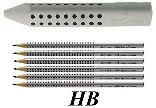 Faber-Castell Bleistift Set: 6x Grip 2001 HB + Radierstift Grip