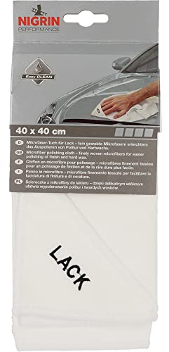 NIGRIN Mikrofaser-Tuch Lack, besonders sanft zum Lack, garantiert kratzerfreies Auspolieren, Auto Microfasertuch Autopflege, 40x40 cm, Grau