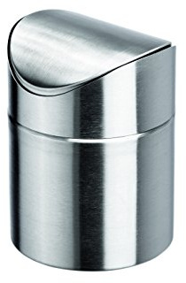Tischabfalleimer aus Edelstahl - mit Schwingdeckel, Höhe: 16,5 cm