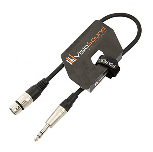 Female XLR to 6.35mm Stereo TRS Jack Lead Audio Cable (Black, 0.5m) | Noiseless OFC Balanced Signal, Audio, Patch Cable / 10 Colours