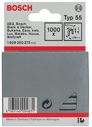 Bosch 1000x Schmalrückenklammer Typ 55 | Länge 19 mm, Professional Zubehör Kabelloser Hefter, Handtacker