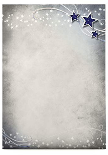 Weihnachtsbriefpapier | Simply Stars | 50 Blatt weihnachtliches Motivpapier DIN A4 | Briefpapier