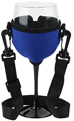 Beautyflier Assorted Colors Wine Glass Insulator / Drink Holder / Neoprene Sleeve with Adjustable Neck Strap For Conference Cocktail Reception (Blue)