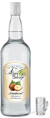 Alpenschnaps Steinbeisser Haselnuss 1,0 Liter incl. Stampl