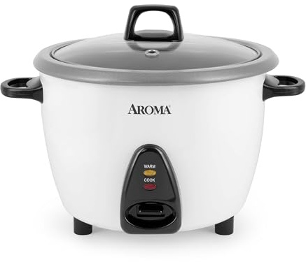 AROMA Rice Cooker, 10-Cup (Uncooked) / 20-Cup (Cooked), Steamer, Auto Keep Warm, Soup Maker, Oatmeal Cooker, Large Rice Cooker, 5 Qt, White, ARC-360-NGP