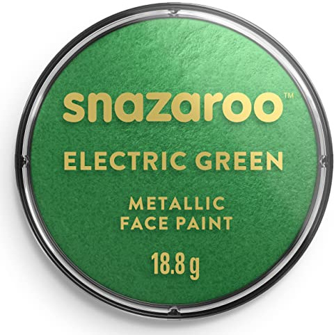 Snazaroo 1118422 Schminkfarbe - Metallik Grün, 18ml Topf - hautfreundliche Gesichtschminke auf Wasserbasis, wasservermalbar, parabenfrei, Face & Bodypaint Farbe für Kinder & Erwachsene