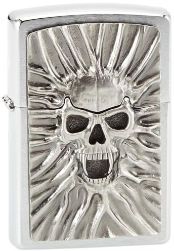 ZIPPO - Scream of Sand, Emblem - Brushed Chrome - Essence Briquet Coupe-Vent, Rechargeable, dans Une boîte Cadeau de Haute qualité